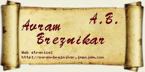 Avram Breznikar vizit kartica